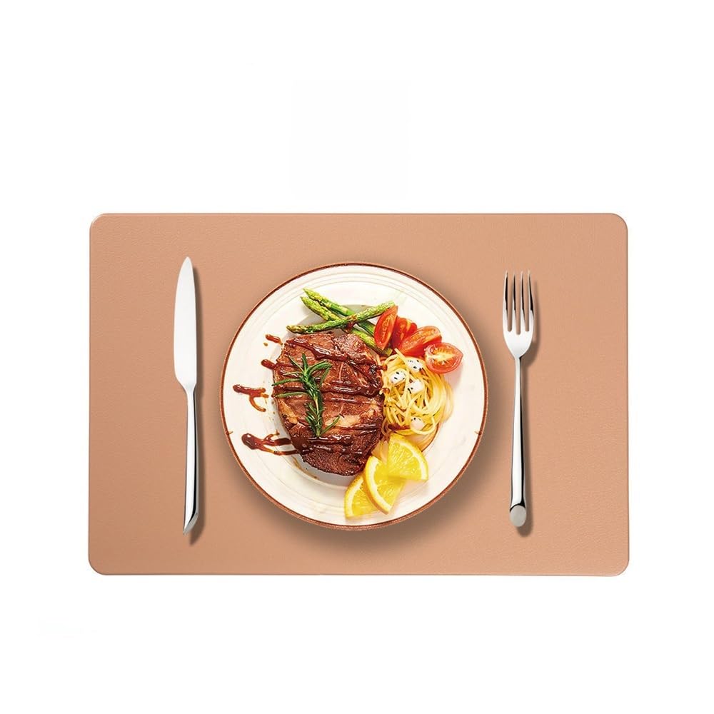4PCS Solid Color Placemats 30x45cm PU Place Mats Wipeable Heat Resistant(Placemat-pink)