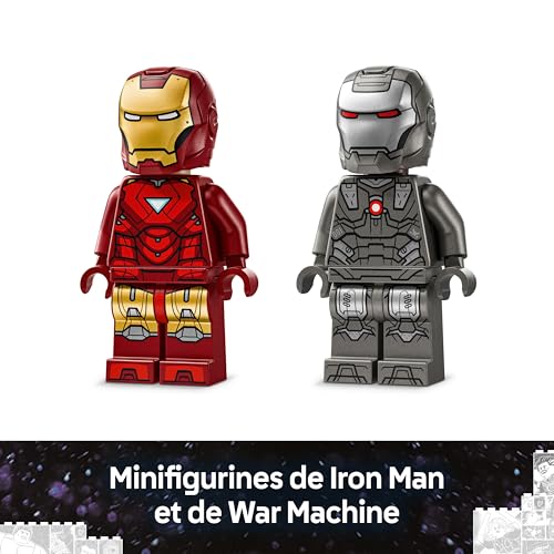 LEGO ǀ Marvel Iron Man et War Machine Contre Les Drones de Hammer - Jeu de Construction - 2 Minifigurines & 2 Figurines d'action avec Lance-Tenons - Cadeau de Super-Héros pour Garçon dès 7 Ans 76320