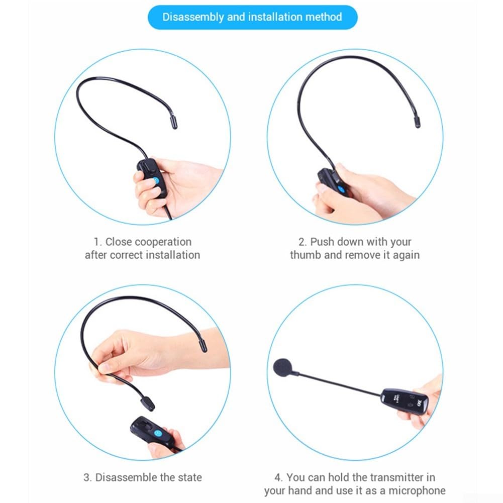 SPORTARC Set di microfoni senza fili, UHF microfono wireless ricaricabile USB Dual Headset System per altoparlante da palco insegna il discorso