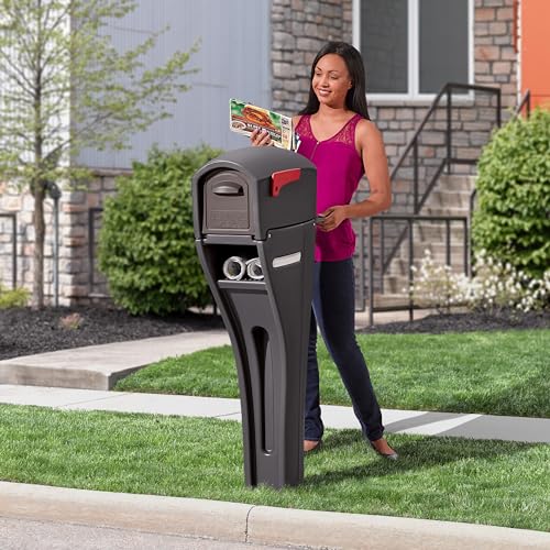 Step2 Mailmaster Streamline Mailbox & Post, Weather Resistant, Large Outdoor Mailboxes, Made of Durable Plastic, Easy to Install, Flag Included, Gray - image 5