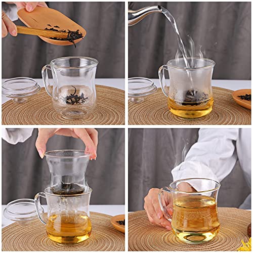 CNGLASS Glass Tea Cup with Removable Infuser and Lid,10oz Thickened Glass Infuser Mug,Borosilicate Glass Mug for Loose Leaf Tea,Teabags - image 4