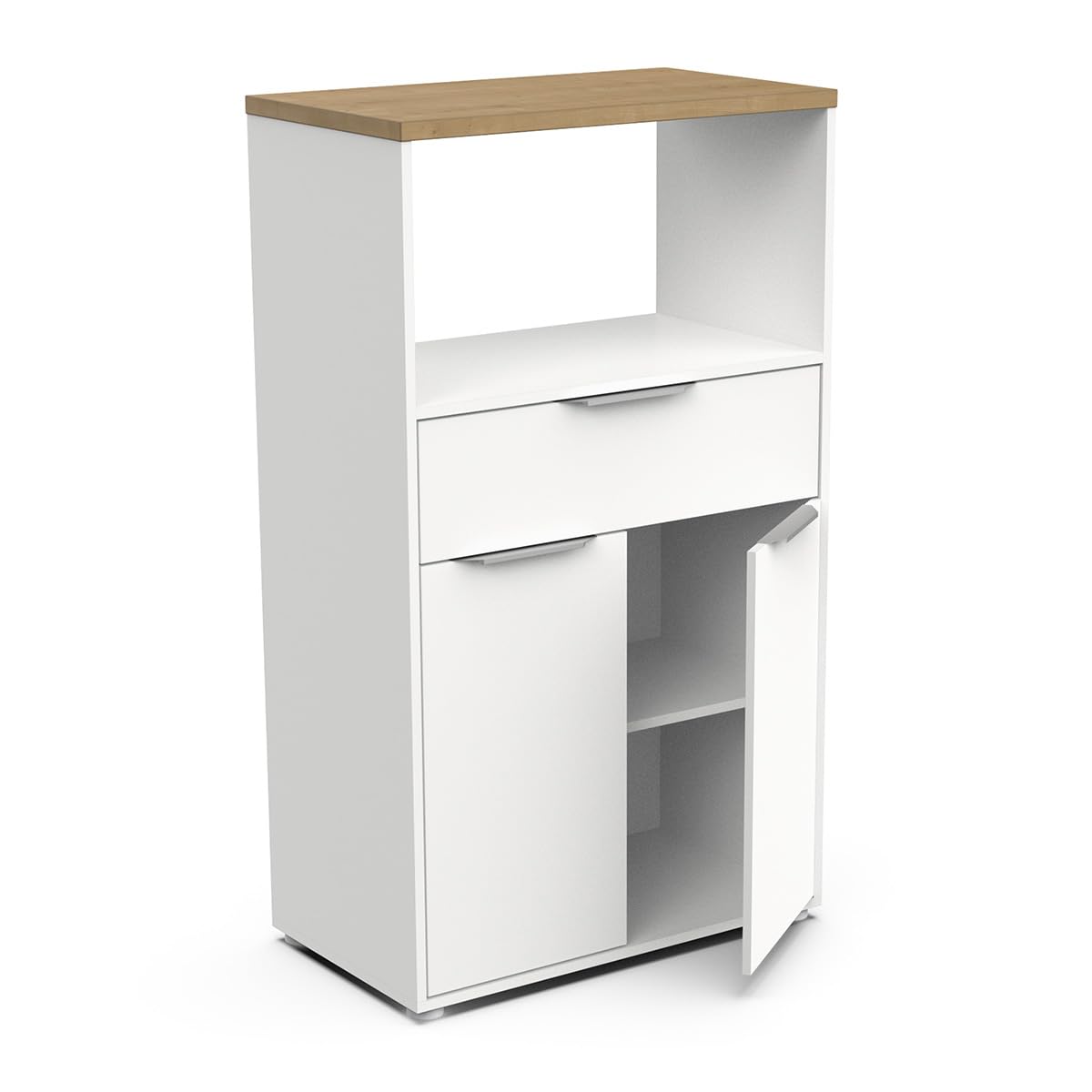 Demeyere Mobile a Microonde, Bianco & Rovere, 70 x 123 x 40 cm