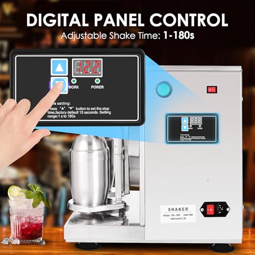 Mezclador automático de té con leche; tiempo de agitación y altura ajustables; ideal para cócteles, batidos y bebidas; preparación de bebidas sin esfuerzo en casa