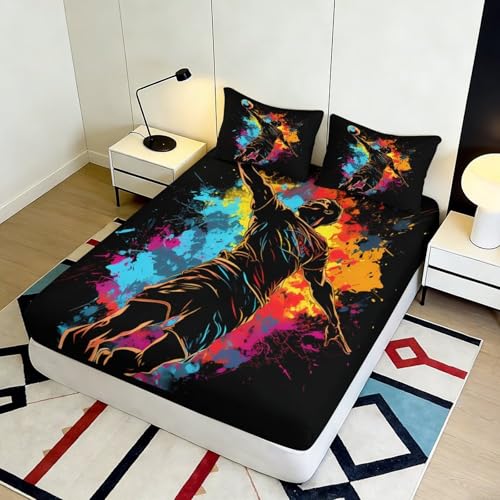 Drap housse graffiti 180x200 avec grand bonnet antidérapant et microfibre lavable