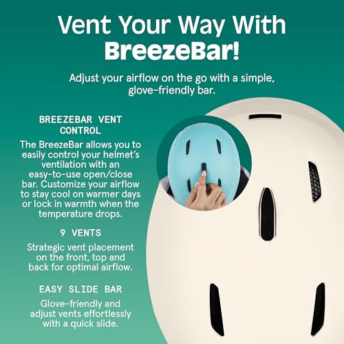 Image of Retrospec Zephyr Ski Helmet - Snowboard Helmet for Adults & Youth with Adjustable Fit, 9 Breathable Vents, Removable Washable Earmuffs - Snow Sports Helmet for Men & Women