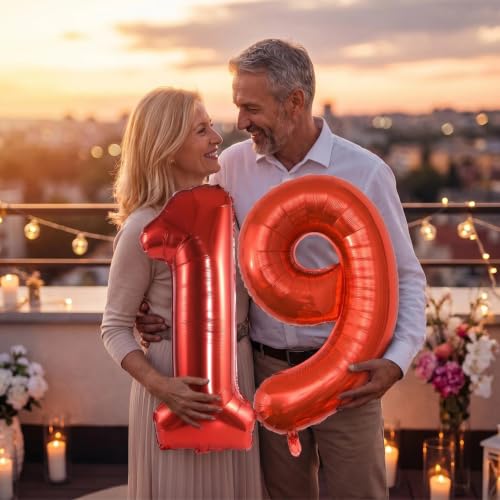 Image of YPSelected 32 Inch Large Foil Helium Number Balloon Birthday Wedding Party 0-9 (Red, 9)