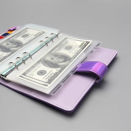 Miniatura 3 de Divisores de carpetas A6 de 6 agujeros con bolsillos y pestañas para presupuestos, carpetas de presupuesto de 6 pestañas, divisores de índice,