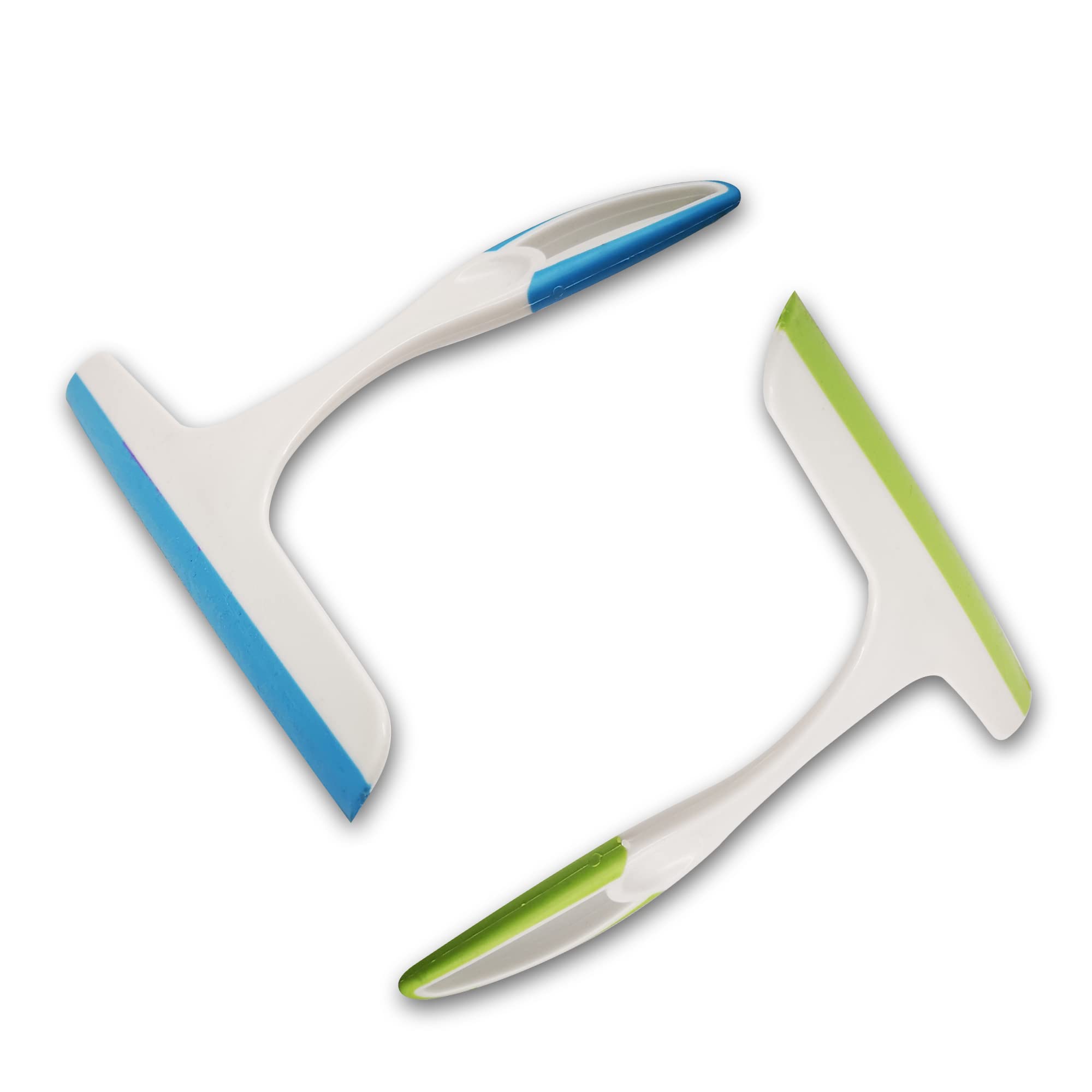 Mawans Blue/Green 2Pcs Squeegee, Multi-Purpose Shower Glass Rubber Squeegees, 21 X 25Cm Window Glass Cleaner Scraper For Bathroom Mirror Glass Window Floor () ()
