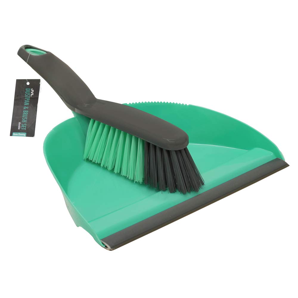 Jvl Turquoise (Plastic) Dustpan And Bristle Brush Set
