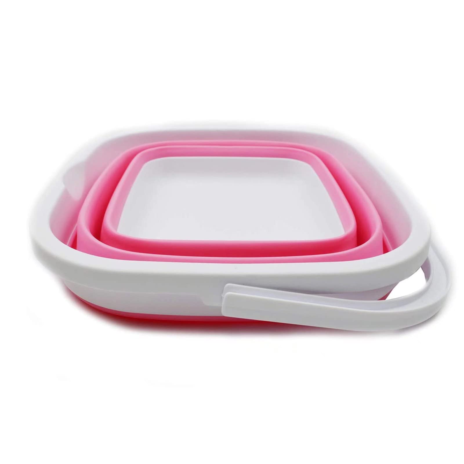 Collapsible Bucket 1 Pcs Mini Plastic Water Bucket Portable Mop Bucket Collapsible Dish Tub Square Fishing Bucket for Home Kitchen Travel Camping Hiking Fishing Space Saving 2.6L/0.68 Gallon, Pink
