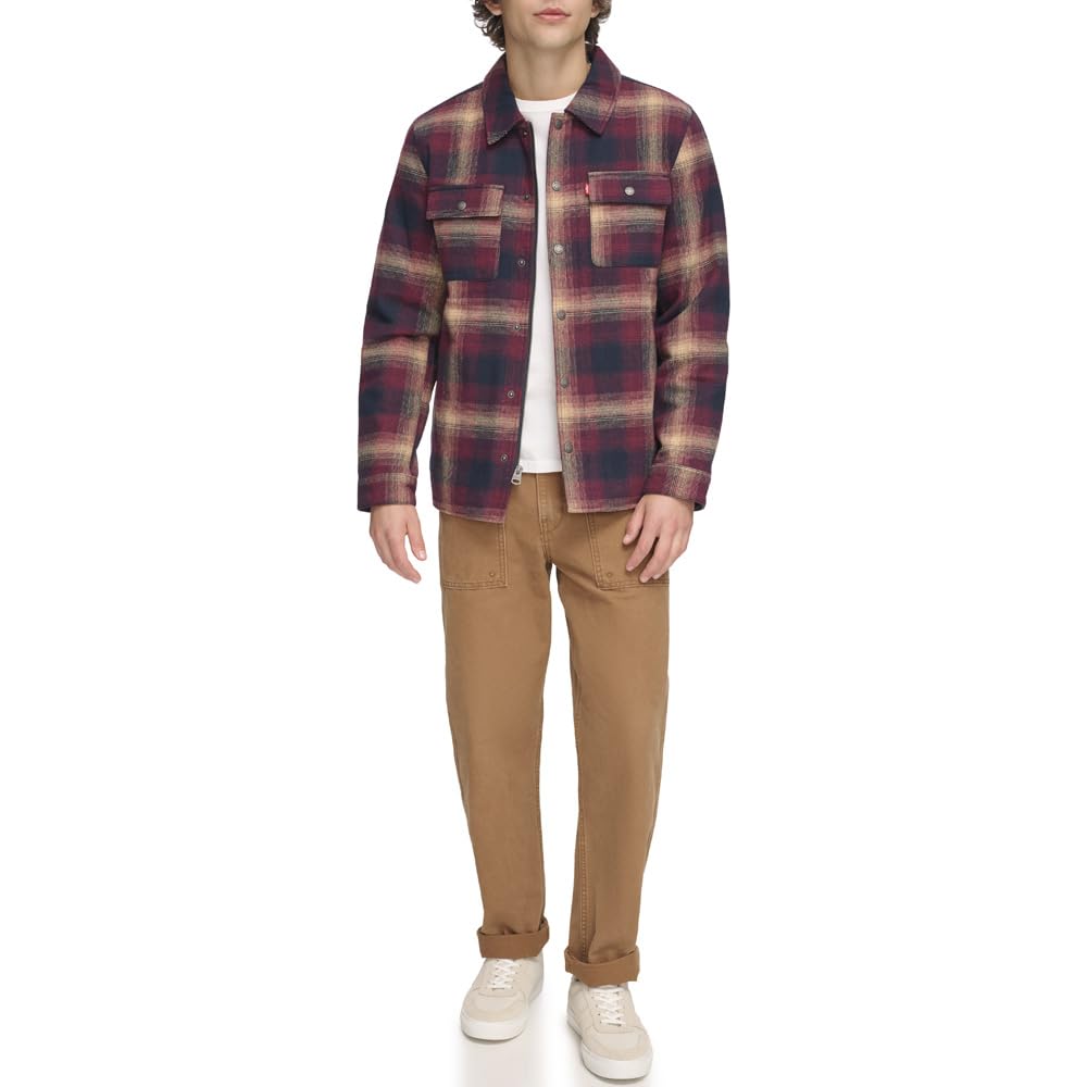 Photo 1 of Levi's Men's Classic Plaid Shirt Jacket, Red Ombre Plaid, X-Small