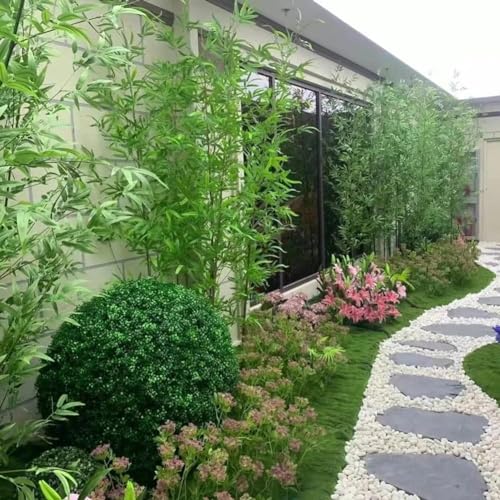 Lot de 5 arbres en plastique pour l'extérieur, plantes artificielles en bambou de 2 m de haut pour décoration extérieure, clôture de jardin, brise-vue et entrée de cour