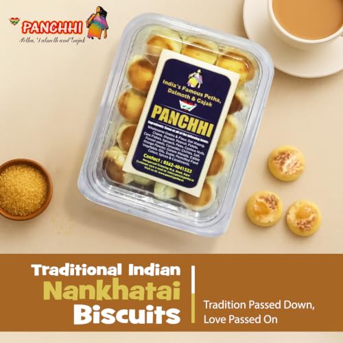 Image of Panchhi Nankhatai Biscuits 345 Gram Traditional Indian Shortbread Cookies Made with Pure Ghee Cardamom and Refined Wheat Flour Buttery Crumbly Texture Perfect Tea Time Snack (6 Month Shelf Life)