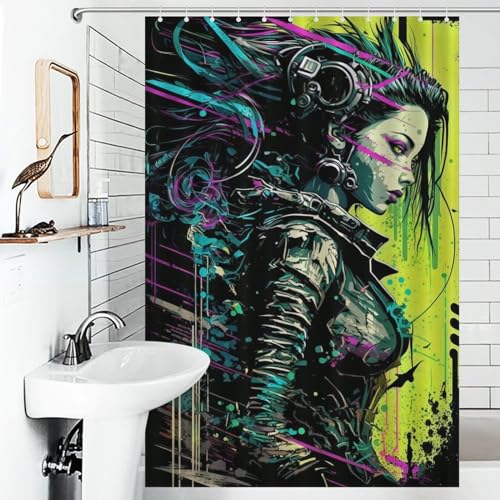 Rideau de douche lavable en polyester imperméable 122x183cm avec 12 crochets inclus - 6