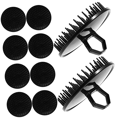 10pcs Shampoo Brush Body Massager Scalp Brush Dandruff Flat Body Scrubber Head Small Scalp Massager Travel Hair Brush Cutlery Holder Hair Wash Brush Hair Exfoliator Plastic Black