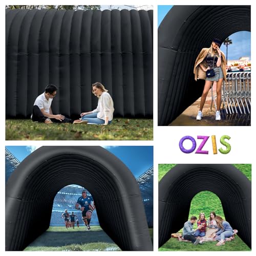 Image of OZIS 24FT Inflatable Tunnel Sports Tunnel Entrance with Installed Blower Inflatable Tunnel Tent for Business Advertising Event Exhibition Promotion,Street,Shop,Supermarket,School(Black, 24x10x10Ft)