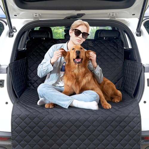 HNCPSY SUV Cargo Liner for Dog Car Seat Cover for Pet Dogs Waterproof Cargo Cover Dog Seat Mat for SUVs Sedans Vans with Bumper Flap Protector, Non-Slip, Black 70'x40'