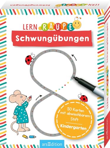 Lernraupe – Schwungübungen: 50 Karten mit abwischbarem Stift | Übungen für Kindergartenkinder