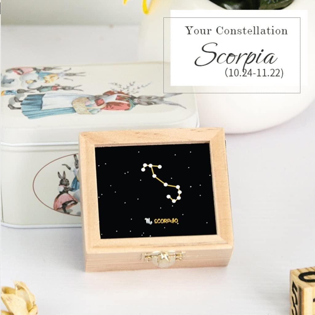 Caja de música Caja De Musica Niña Caja De Música Creativa De Doce Constelaciones Caja De Música Giratoria De Madera para Cumpleaños De Navidad Caja Musical Personalizada(H)