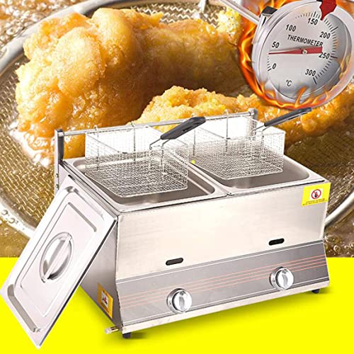YANDDEA Gas Fritteuse Edelstahl-Gasfritteuse, Deep Fryer 6L/12L Fritteuse, mit Abnehmbaren Körben Und Deckel, für Pommes-Frites-Restaurants, Supermärkte, Fast-Food-Stände,12L – Bild 3