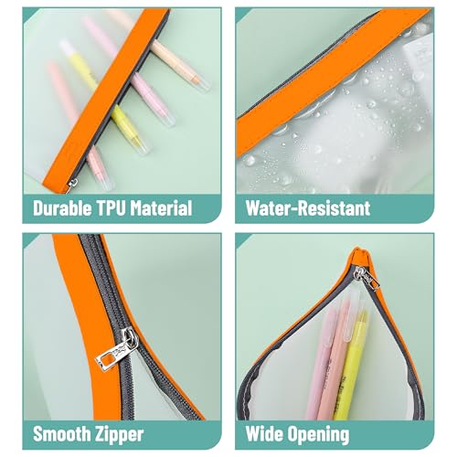 Image of Mr. Pen- Clear Pencil Pouch, 8.50 inchx4.25 inch, 3 Pack, Durable TPU Material, Medium Water-Resistant Pencil Bags with Smooth Zipper, Multipurpose Clear Pouch for Stationery, School, Office, Travel Supplies