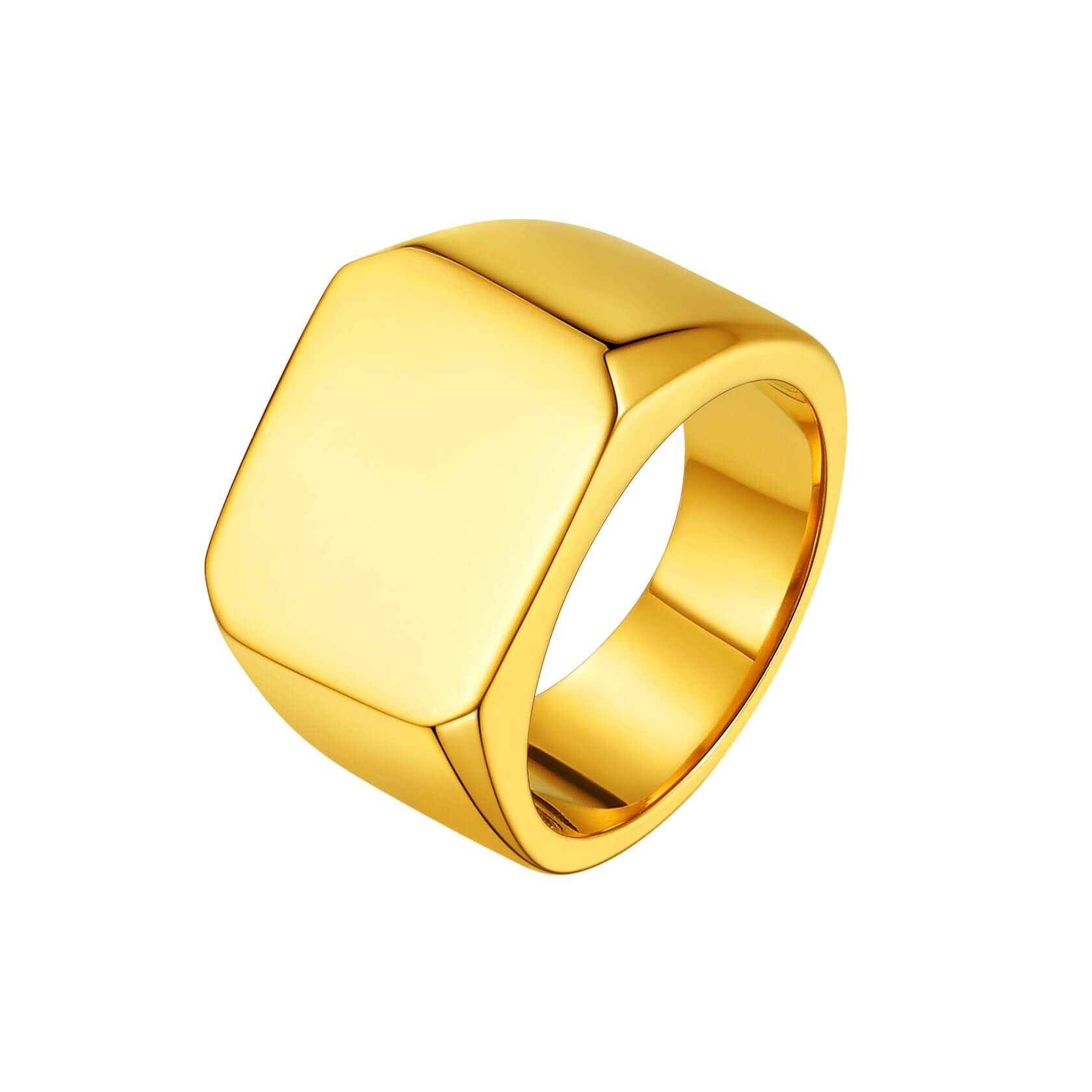 ChainsHouse Anillos de Sellos Cuadrados Vintage con Letras Góticas/Monograma/Portafoto, Anillos Elegantes para Hombres Mujeres