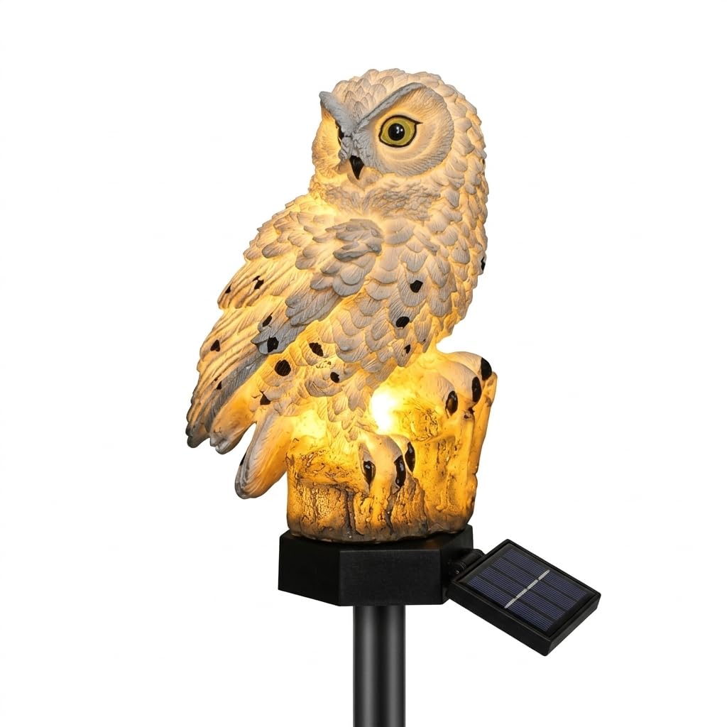 Luma Eule Beweglich LED Solar Light – Resin Owl Simulation, Weather-Resistant Outdoor Garden Lamp