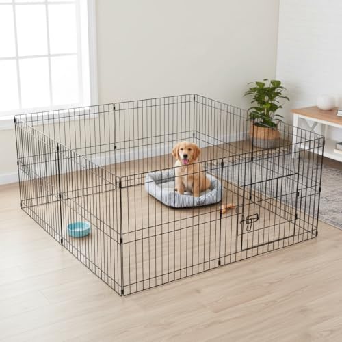 Yaheetech Welpenlaufstall 8-TLG mit Tür 61x61cm Laufgitter Freilaufgehege