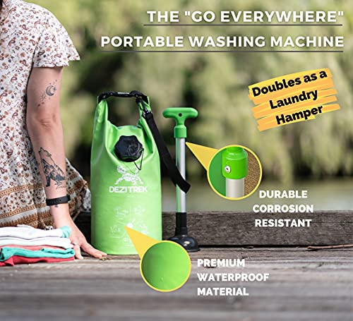 Dezitrek All In One Hand Wash Bag And Plunger Set - Off Grid Washing Machine Non Electric For Camping Travel | Eco Friendly Portable Manual Clothes Washer Laundry Bag For Rv's (Medium) #TOP5