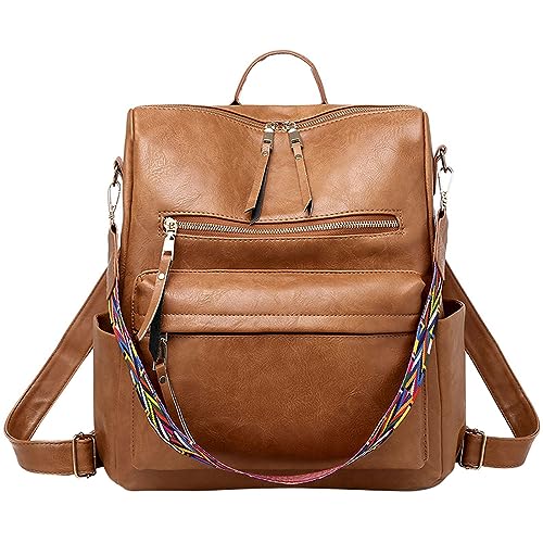 TDEOK Mochilas Impermeable Mujer Mochila Moda Mochila Monedero Mujer Grande Diseñador Viaje Convertible Colegio Mochila Hombre Grande, marrón, Talla única