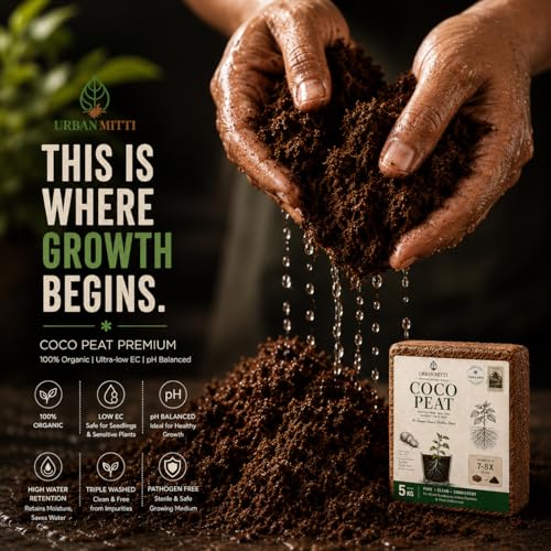 Image of Premium Cocopeat Block 5 Kg with Smart Moisture-Lock Technology | 100% Organic, Ultra-Low EC & pH Balanced. Ideal for Seed Germination, Potting Mix, and Indoor & Outdoor Gardening.