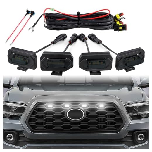 Upgraded Seven Sparta Grill LED Lights 4 PCS Compatible with Toyota Tacoma 2020-2023 OEM Grill of Off Road & Sport/Aftermarket Replacement Grille LED Light with Two Fuse