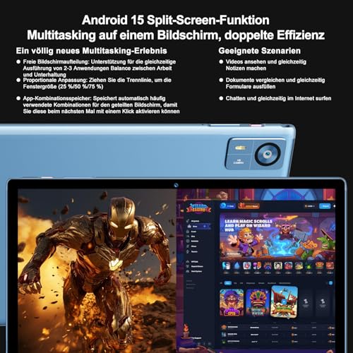 SUAAT 2026 Neuestes Android Tablet 8000 mAh【128 GB ROM+2TB】 GPS,GMS,Gemini AI 10.1 Zoll, Widevine L1, Octa Core, Bluetooth 5.0… – Ansicht 7