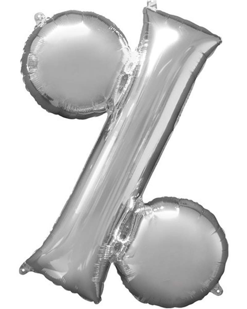 Amscan 11011927 Silver Percent Symbol-Foil Balloon-16-1 Pc, Small