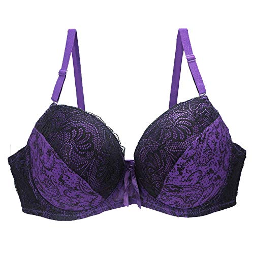 Soutien-gorge push-up grande taille 44D avec armatures en dentelle violette