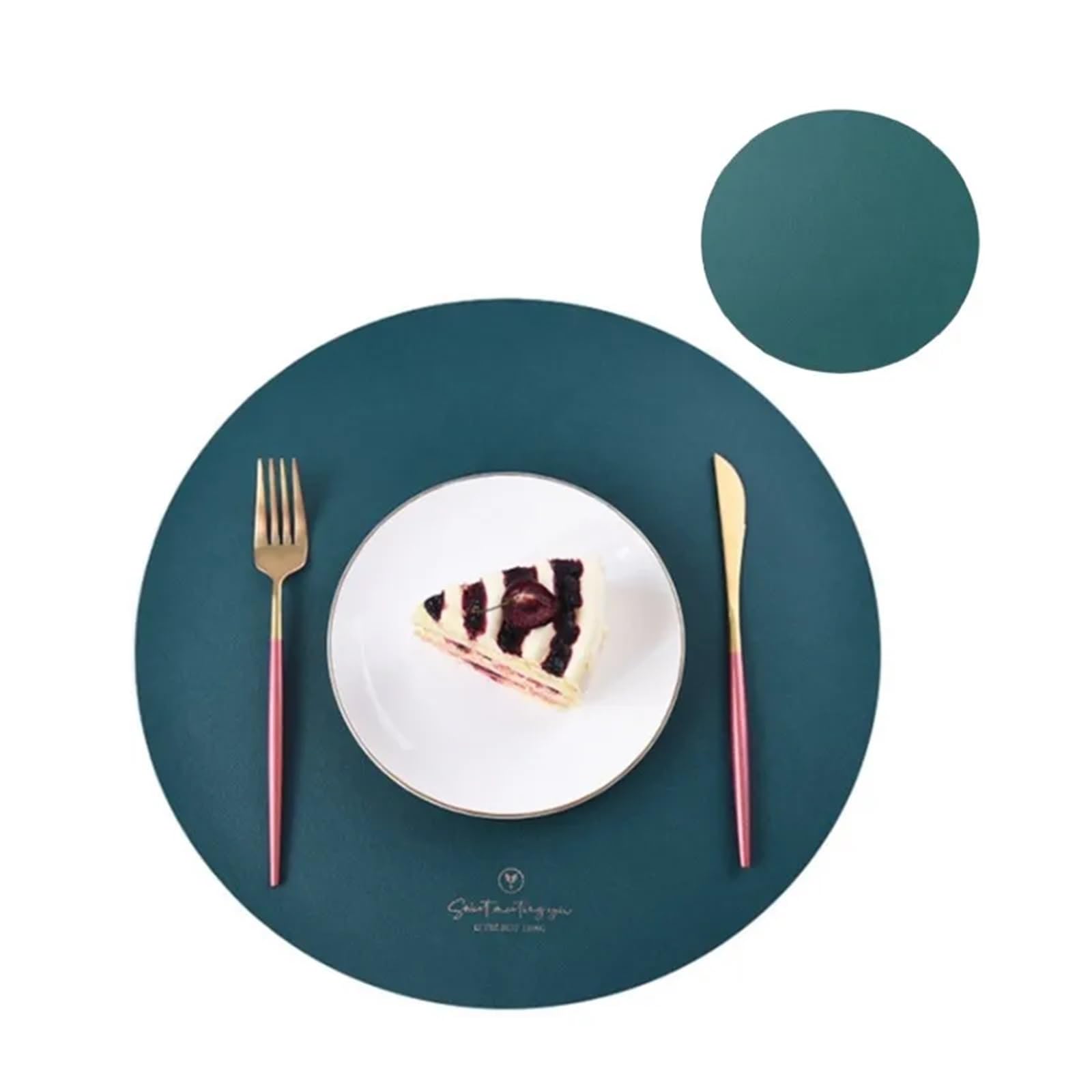 Tovagliette e sottobicchieri Set da 1/2/6 tovagliette rotonde e sottobicchieri in similpelle PU, tappetino caffè, accessori cucina, grigio(Y green,6sets)