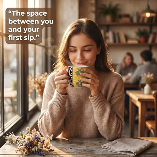 Image of U.P.C. Premium Bone China Ceramic Coffee Mug Set of 6 with 6 Coasters | Designer Tea & Coffee Cups |Printed Ceramic Mug Set | Tea Cups for Home,Office.