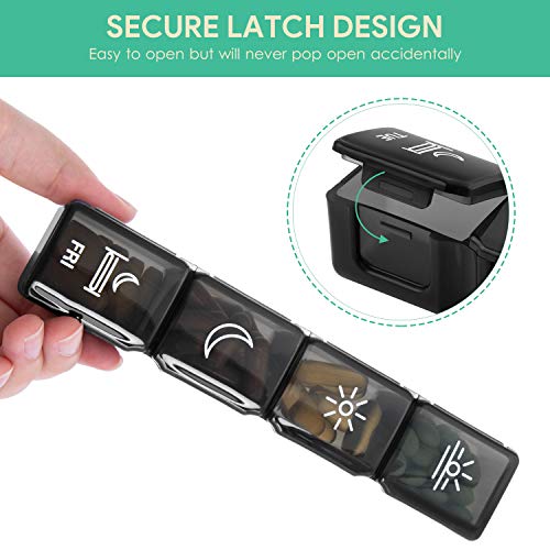 Image of Pill Organizer 4 Times a Day, BUG HULL Extra Large Weekly Pill Box Case, 7 Day Vitamin Container Daily Pill Holder for Fish Oils, Vitamins, Supplements