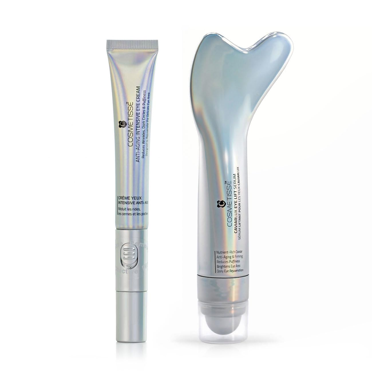 Cosmetisse Eye Care Bundle – CaviarLux Serum & Intensive Eye Cream with Snail Secretion, Vitamin E & Shea Butter – Firming, Lifting & Hydrating for Wrinkles & Dark Circles