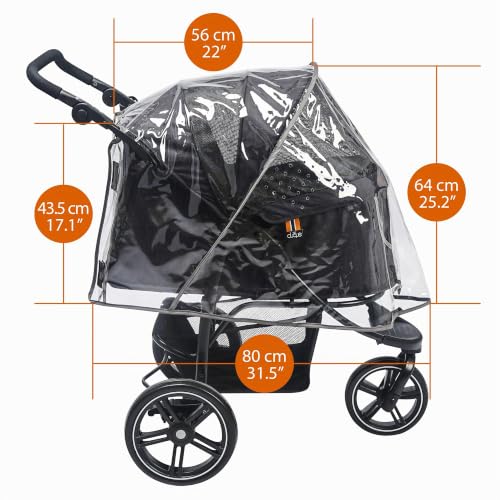 MY DUQUE – UNIVERSAL RAIN COVER XL, Hundebuggy Regenschutz, Allwetterschutz, Klettverschlüsse. Einfaches Überwurfdesign. Ideal für die meisten großen Hundebuggys, perfekt für My Duque's COOPER