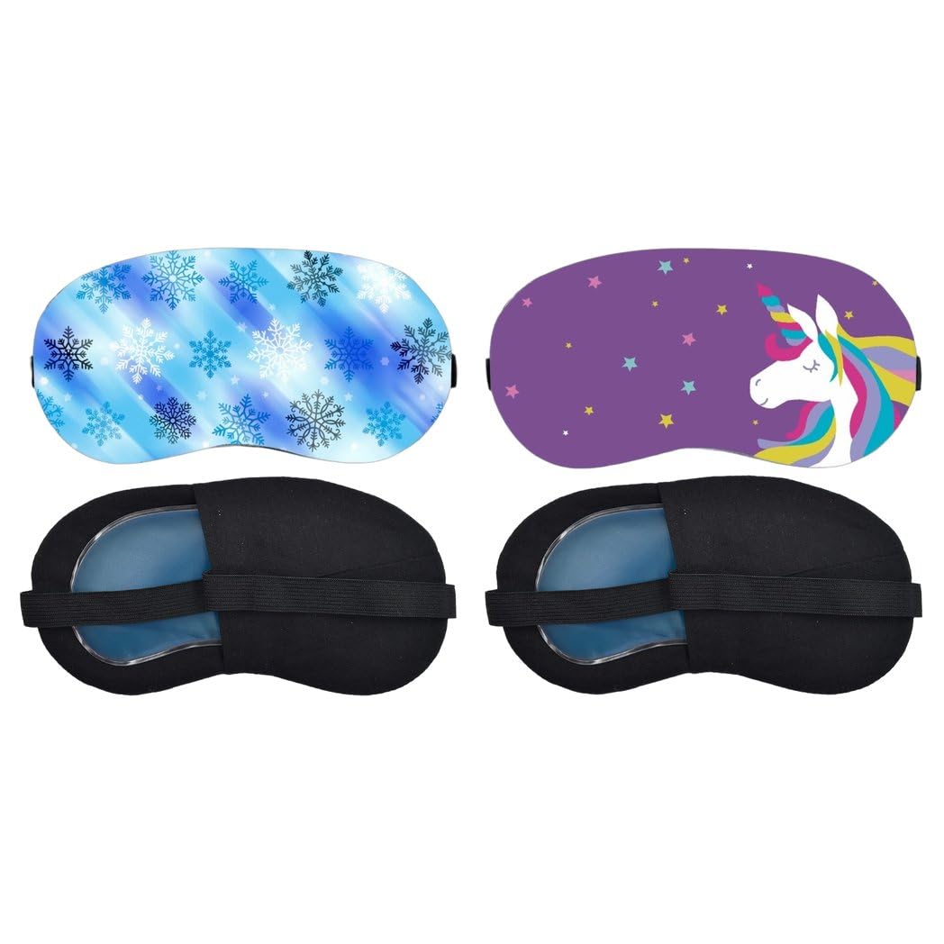 Aoxeria Blue Snowflake, Rainbow Unicorn Sleeping Eye Mask Combo, Soft Comfortable Light-Blocking Eye Cover for Women, Men & Kids, Reusable Blindfold for Night Sleep, Nap, Travel, Flight (Pack of 2)-image-28
