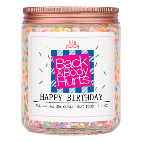 Homsolver Birthday Candles Gifts for Her and Him, Birthday Gifts for Women Men, Unique Best Friend Gift Ideas -Back & Body Hurts Happy Birthday Candle