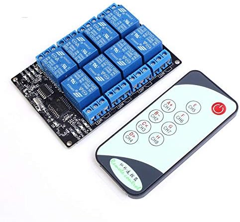 12V 8 Channel IR Infrared Receiver Board Delay Relay Driving Module + 9 Keys IR Remote Control Transmitter Self-Lock Controller