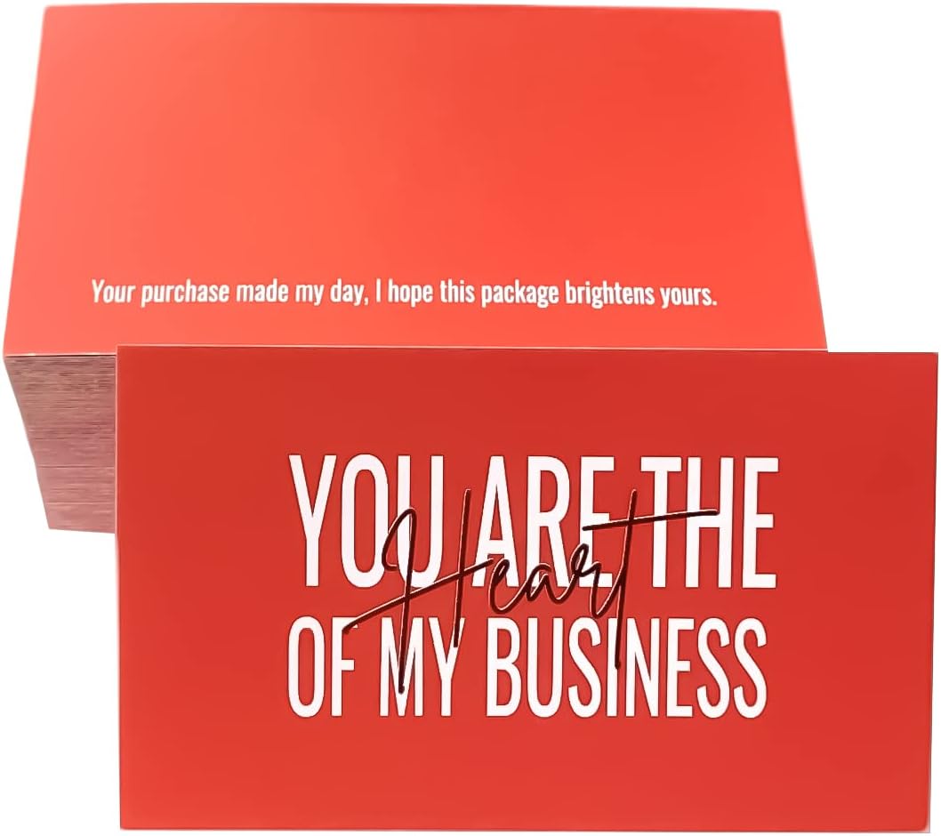 RXBC2011 Thank you cards you are the Heart of my business Cards Package Insert for online business Pack of 100 (100 CARD, PINK) : Office Products