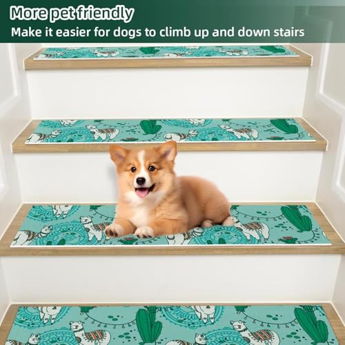 Alfombras para escaleras de interior en madera pack de 15 alfombrillas decorativas con llamas 6