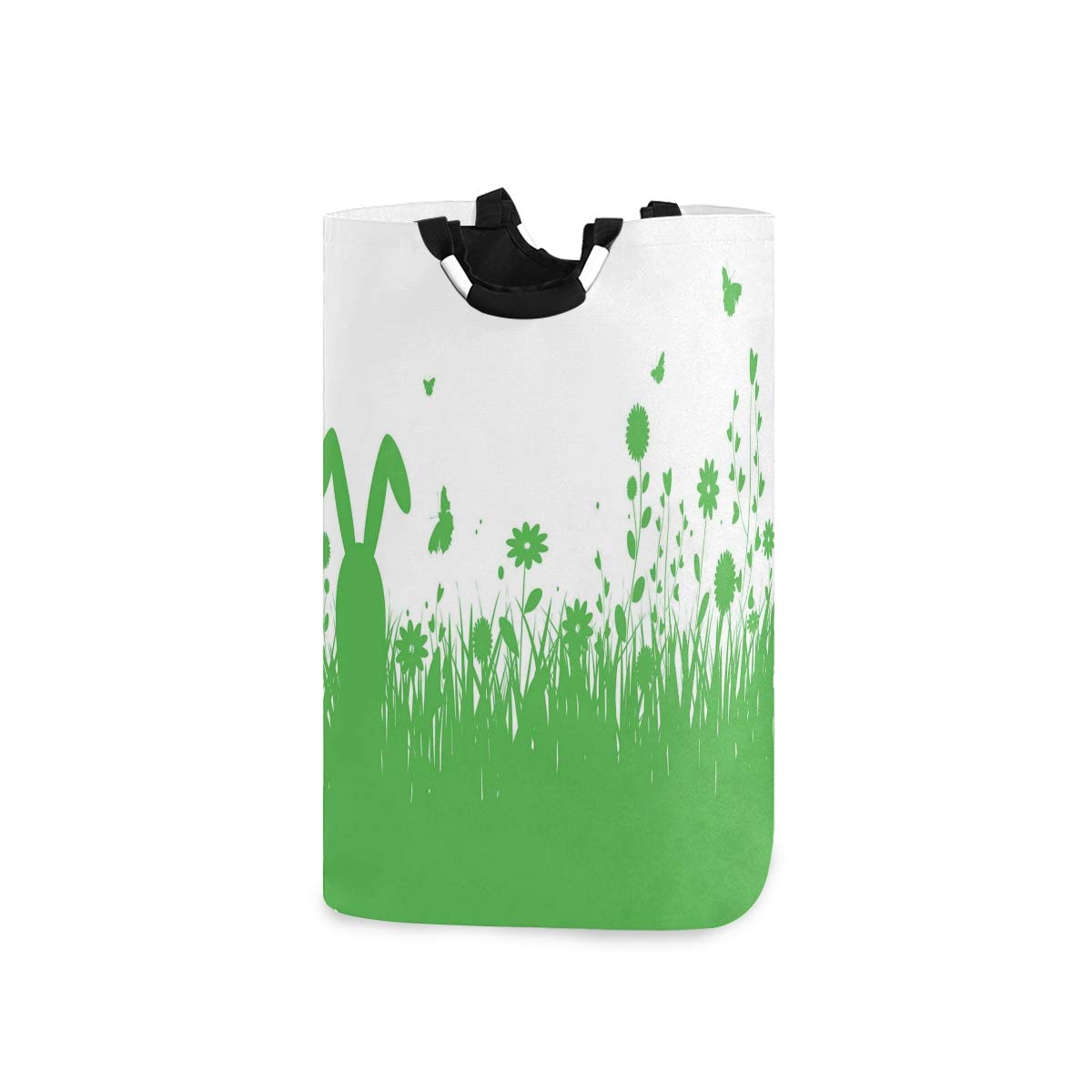 Amazon Kimdface ランドリーバスケット 春フィールドシルエットイラスト抽象的な草の花とイースターのウサギ ランドリーバッグ 洗濯かご おりたたみ 洗濯カゴ おしゃれ 収納ボックス おもちゃ収納 ランドリー収納 オンライン通販