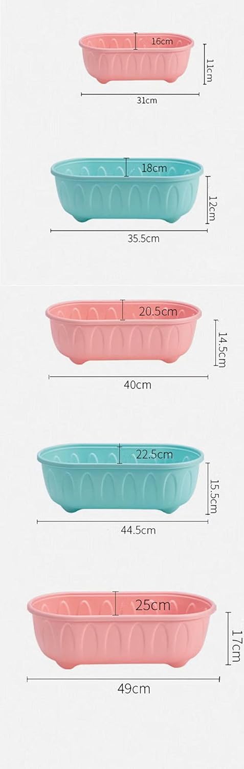 2 Packs 16 Inches Plant Window Box, Outdoor Garden Potted Planter Boxes Plastic for Windowsill, Patio, Garden, Home D¨¦cor, Porch,Blue
