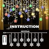 AUAUY Snowflake Fairy Lights, 4m 96 LED Christmas Decoration Lights, Waterproof Copper Wire String Light for Christmas Wedding Bedroom Party Birthday Holiday Decorations Indoor&Outdoor-Colorful - Image 4