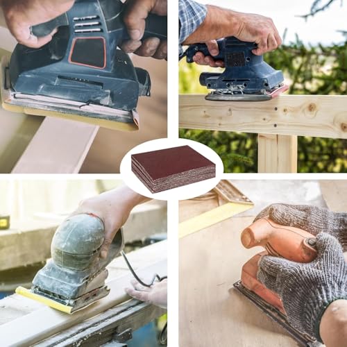 Image of 100 PCS 1 /4 Sheet Sandpaper for Palm Sander 4.5 inch x 5.5 inch Sandpaper Sheets 600 Grit Hook and Loop Sandpaper Aluminum Oxide 1 /4 Sandpaper Sheets Sanding Blocks for Metal, Woodworking (600 Grit)