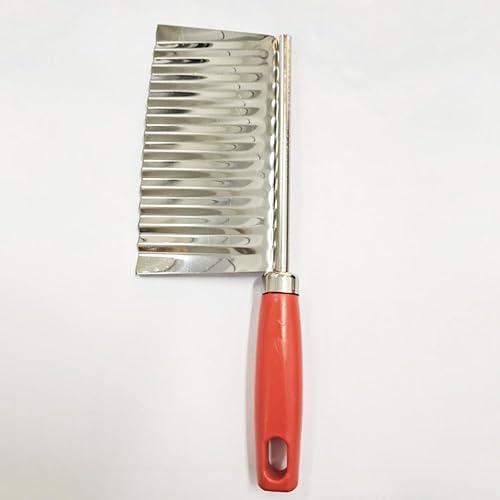 Cortador de patatas fritas de acero inoxidable, mango con borde ondulado, cortador de verduras, hoja de acero inoxidable, cortador ondulado para uso